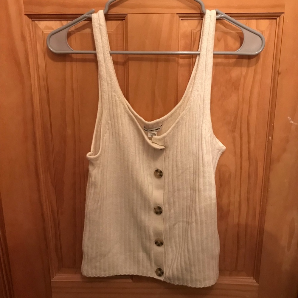 White button down tank top